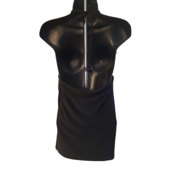 White House Black Market Black Sleeveless Front Ruffle Tie Halter Top Size M - Picture 6 of 6